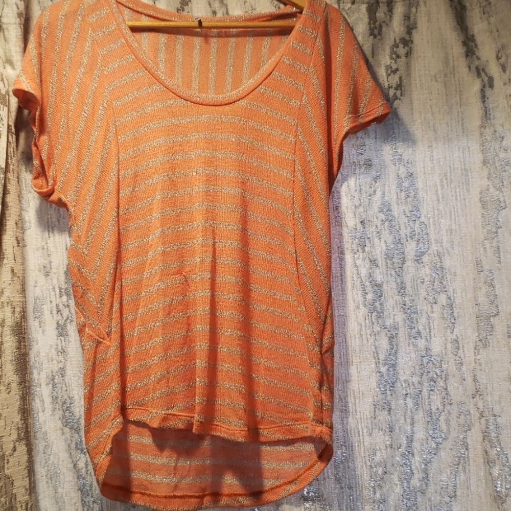 FINAL OFFERSplendid Coral and Silver Striped Shirt